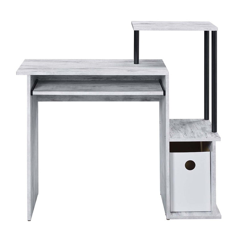 Lyphre Computer Desk, Antique White & Black Finish Acme