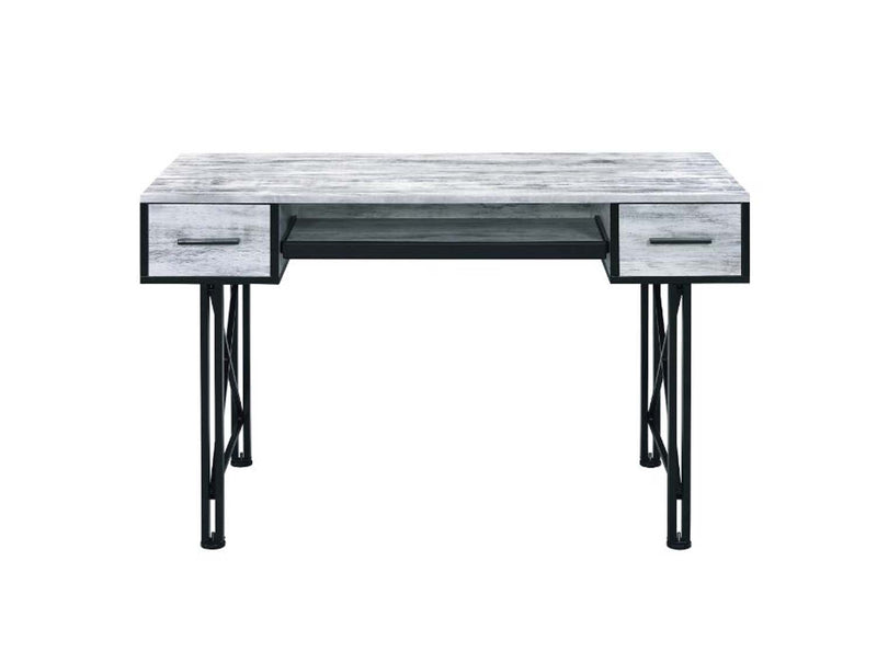 Settea Computer Desk, Antique White & Black Finish Acme