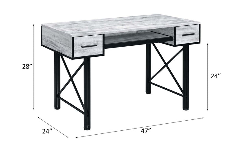 Settea Computer Desk, Antique White & Black Finish Acme