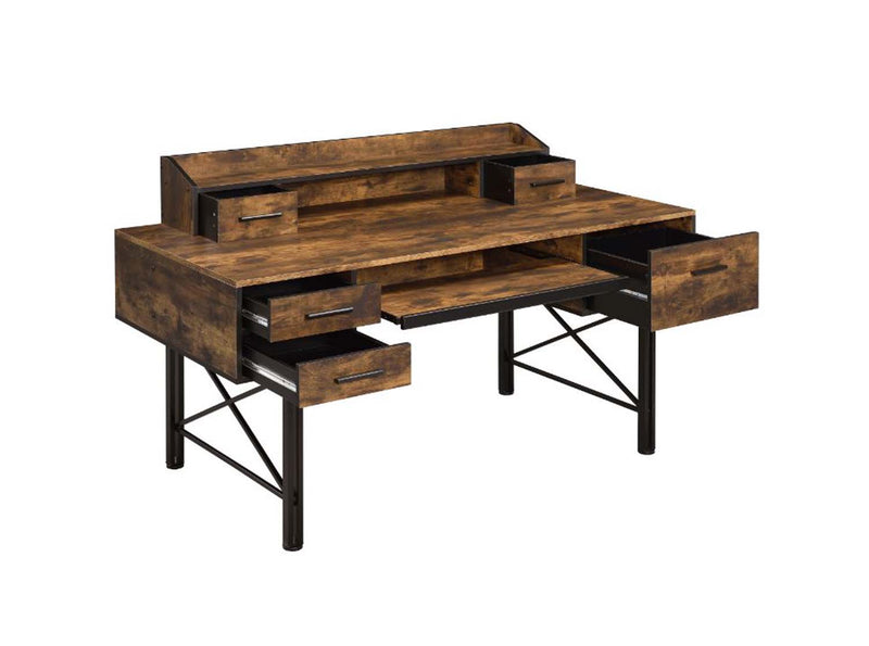 Safea Computer Desk, Weathered Oak & Black Finish Acme