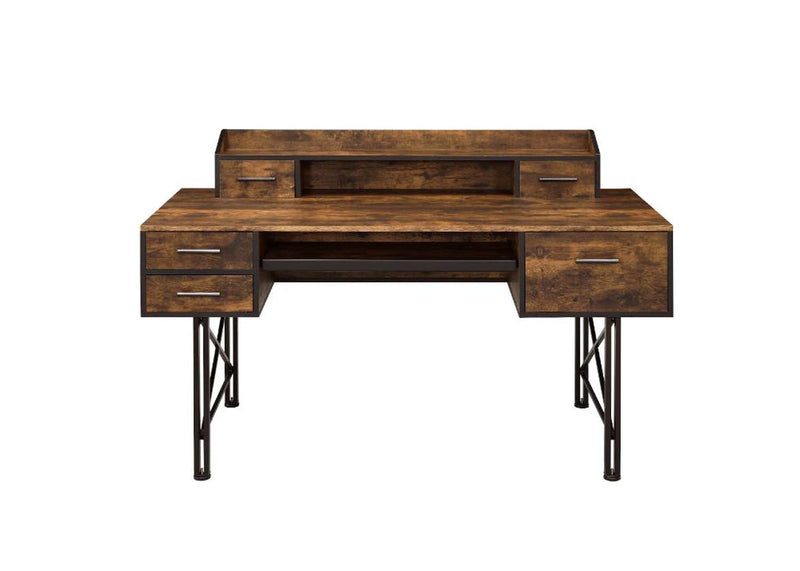 Safea Computer Desk, Weathered Oak & Black Finish Acme
