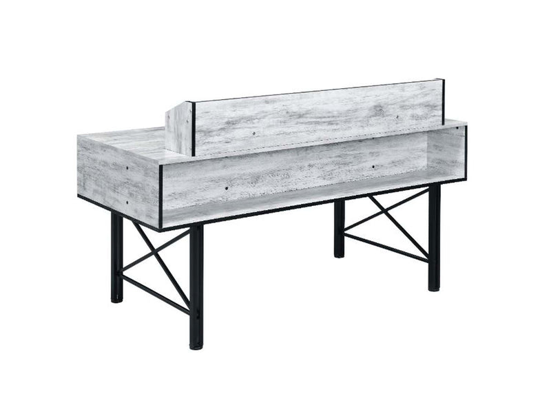 Safea Computer Desk, Antique White & Black Finish Acme