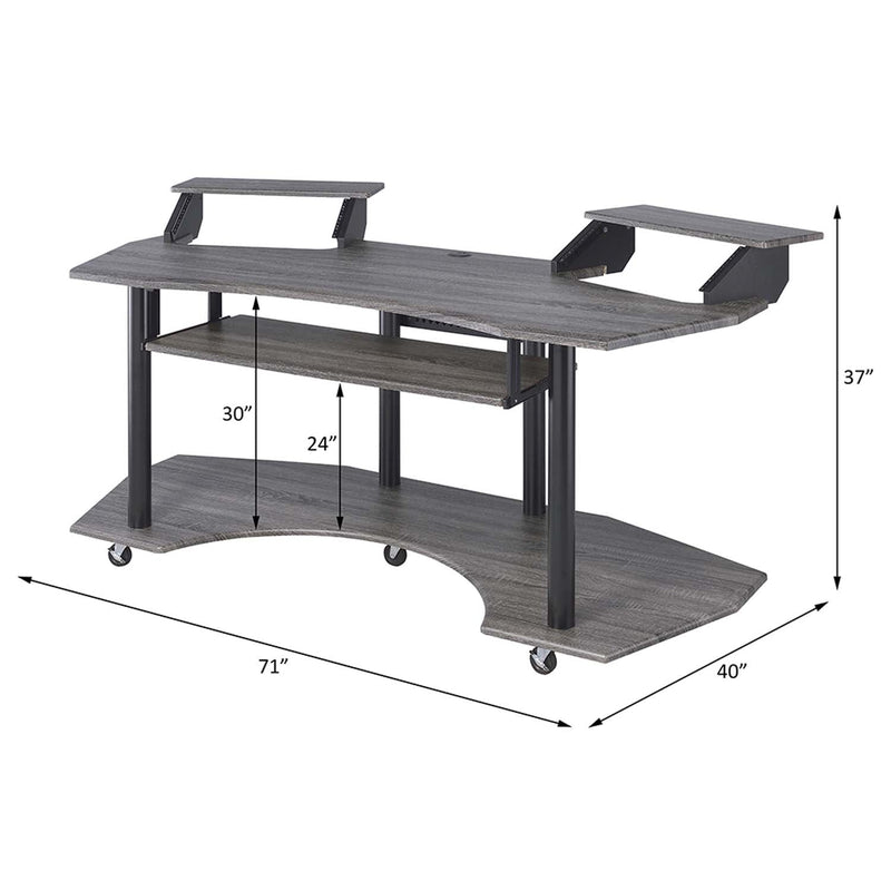 Eleazar 71" Music Studio Desk, Black Oak Finish Acme