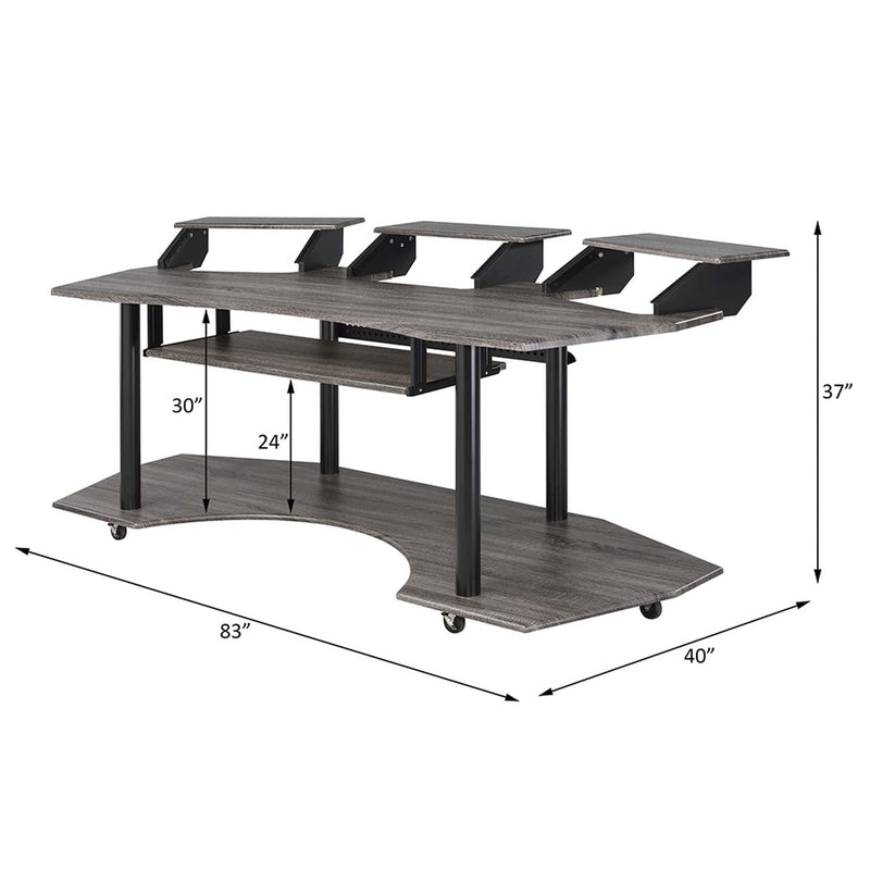 Eleazar 83" Music Studio Desk, Black Oak Finish Acme