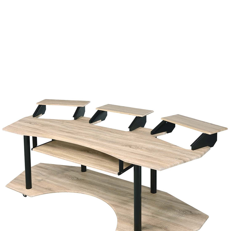 Eleazar 83" Music Studio Desk, Natural Oak Finish Acme