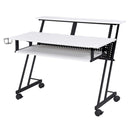 Suitor Music Recording Studio Desk, White & Black Finish Acme
