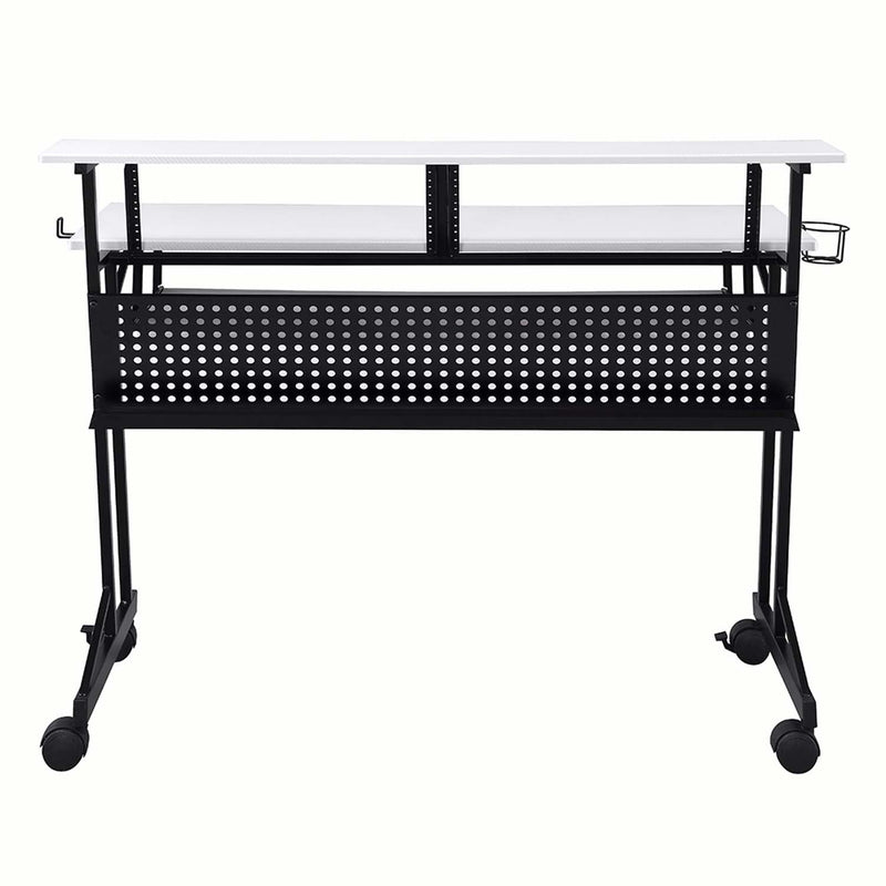 Suitor Music Recording Studio Desk, White & Black Finish Acme