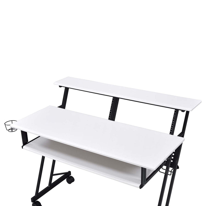 Suitor Music Recording Studio Desk, White & Black Finish Acme