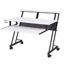 Suitor Music Recording Studio Desk, White & Black Finish Acme
