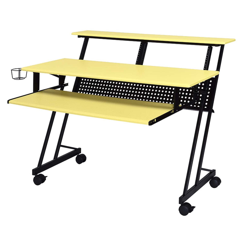 Suitor Music Recording Studio Desk, Yellow & Black Finish Acme