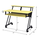 Suitor Music Recording Studio Desk, Yellow & Black Finish Acme