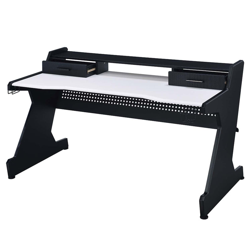 Bigga Gaming Desk, Black & White Finish Acme