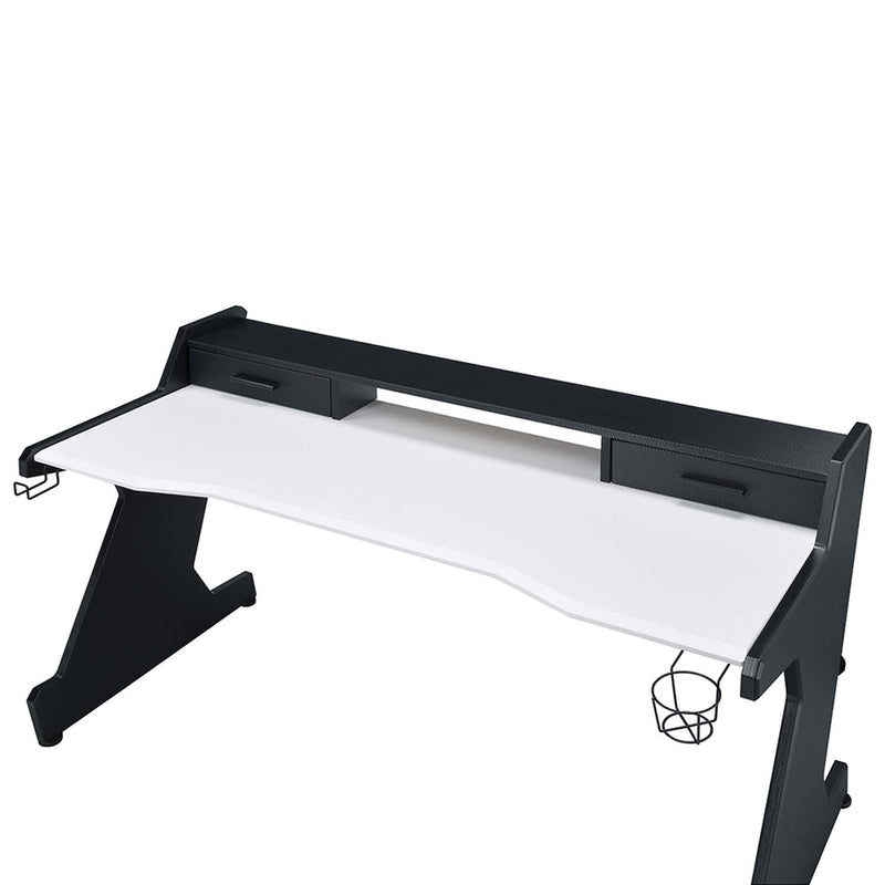 Bigga Gaming Desk, Black & White Finish Acme