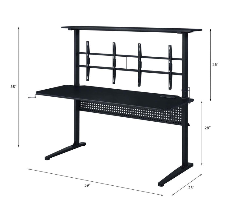 Canzi Gaming Desk w/USB, Black Finish Acme