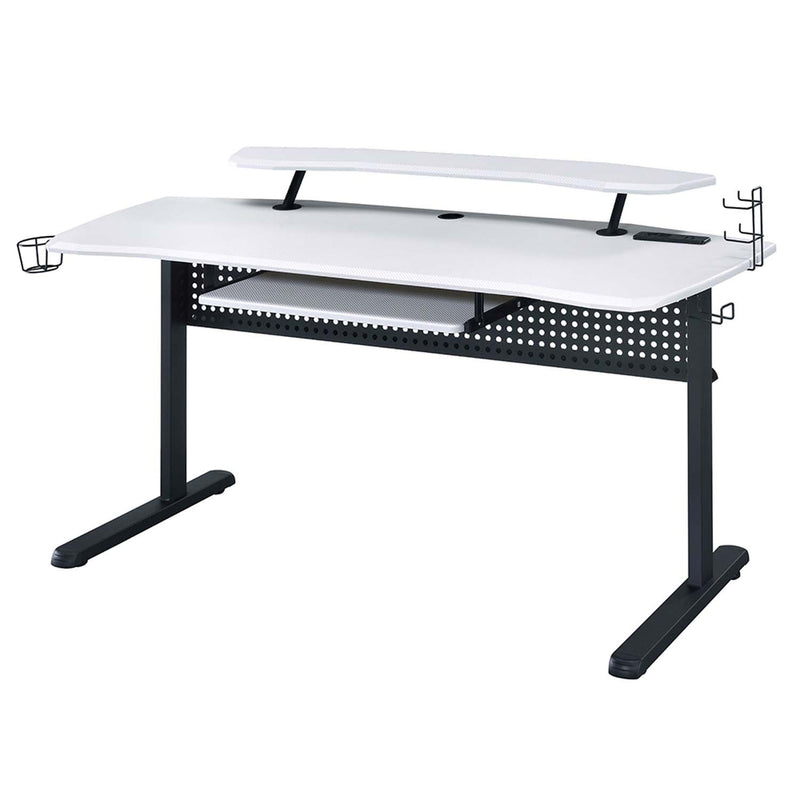 Vildre Gaming Desk w/USB, Black & White Finish Acme