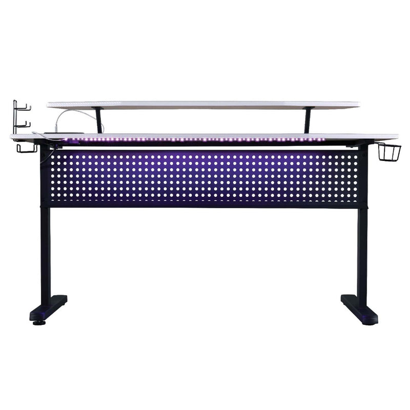 Vildre Gaming Desk w/USB, Black & White Finish Acme