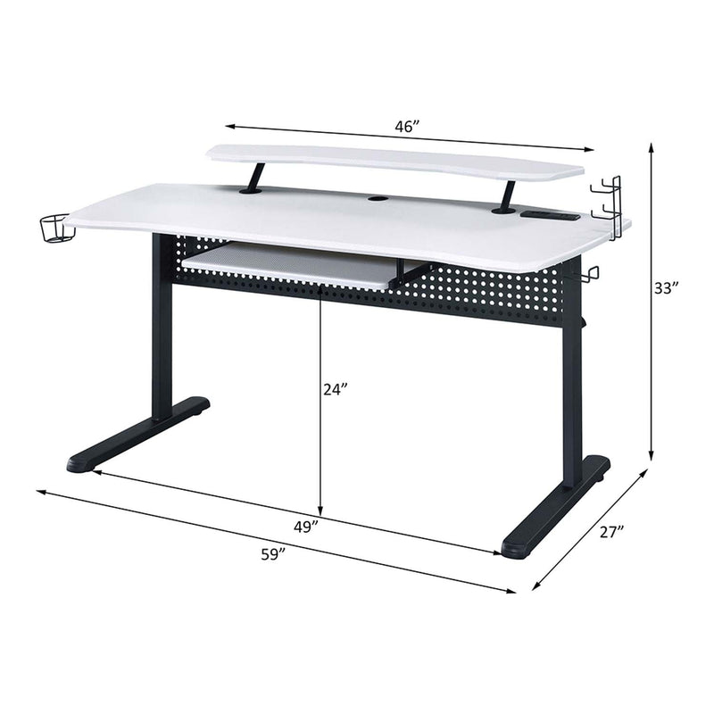 Vildre Gaming Desk w/USB, Black & White Finish Acme