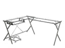 Dazenus Computer Desk, Clear Glass Top & Silver Finish Acme