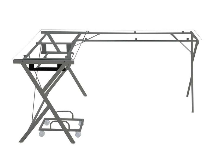 Dazenus Computer Desk, Clear Glass Top & Silver Finish Acme