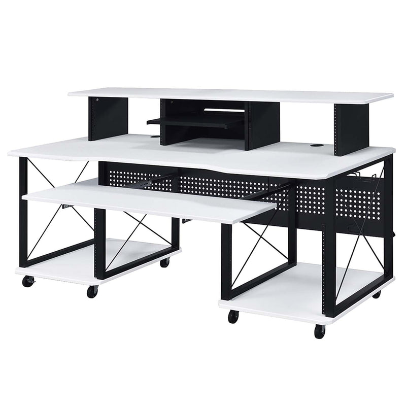 Megara Music Desk, White & Black Finish Acme