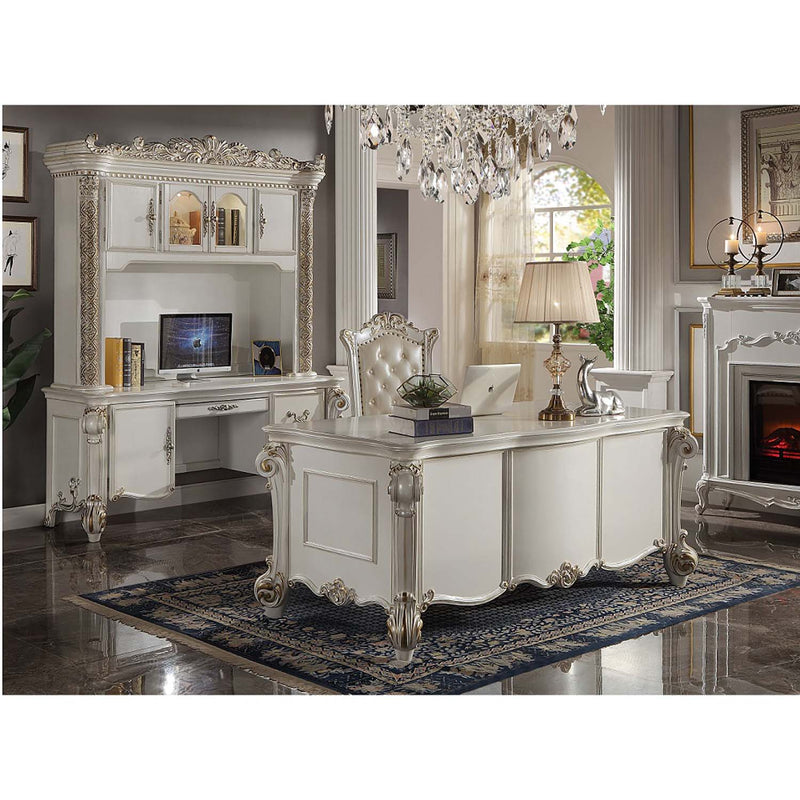 Vendome Computer Desk & Hutch, Antique Pearl Finish Acme
