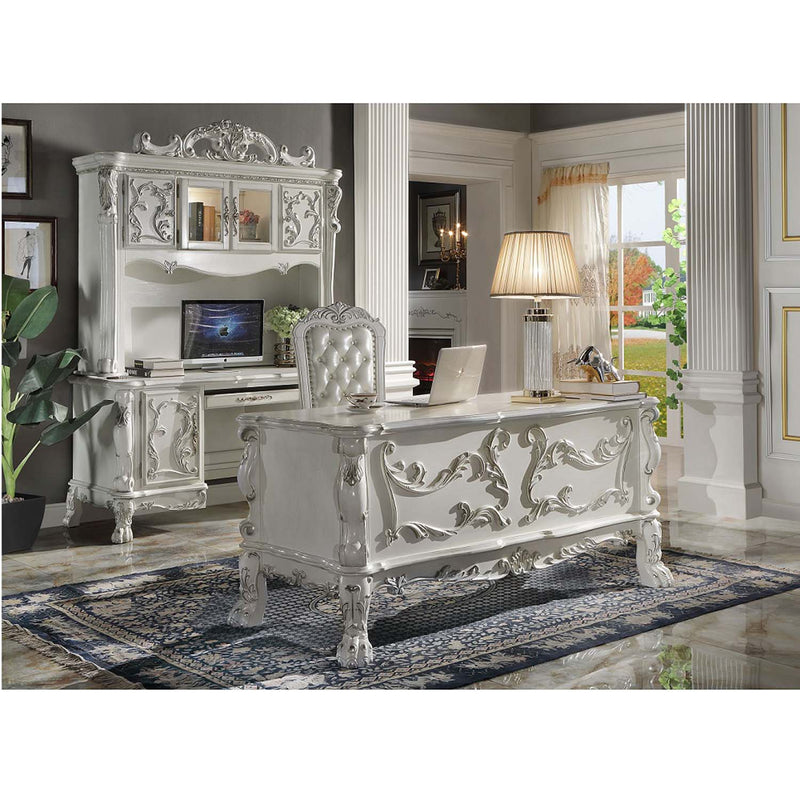 Dresden Computer Desk & Hutch, Bone White Finish Acme