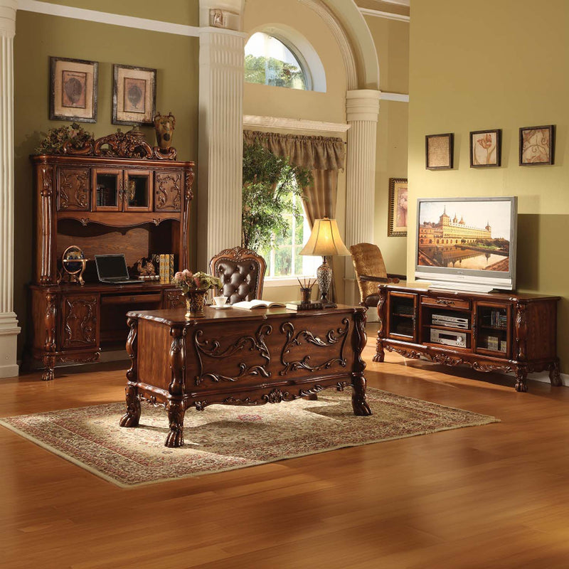 Dresden Executive Computer Desk w/Hutch, Cherry Oak Finish Acme
