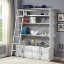 Cargo Bookcase w/Ladder, White Finish Acme