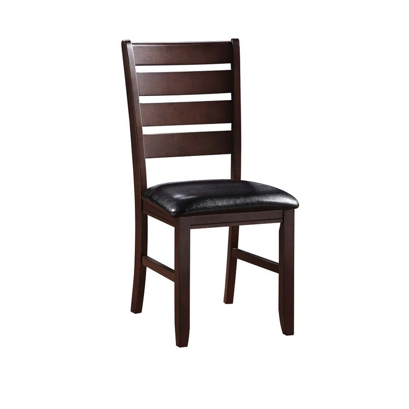 Urbana Side Chair 2Pc, Black Faux Leather & Cherry Finish Acme