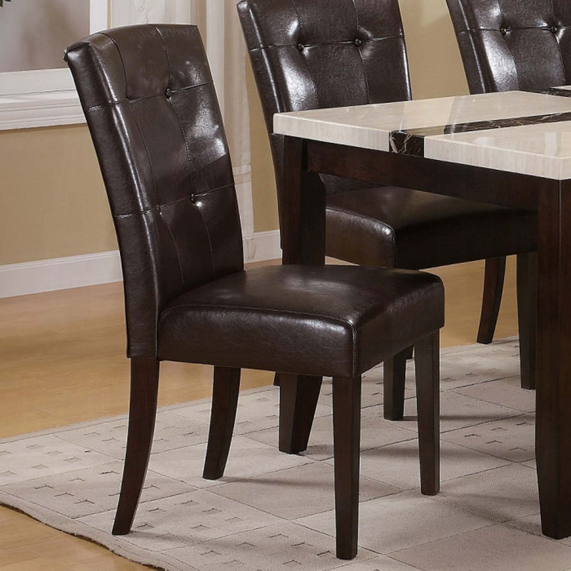 Britney Side Chair 2Pc, Espresso Faux Leather & Walnut Finish Acme
