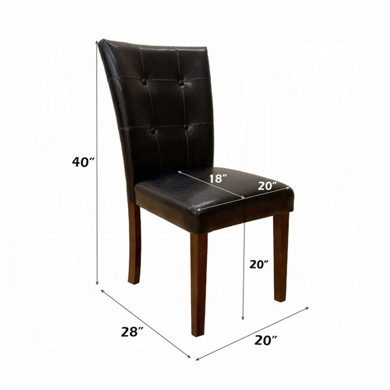 Britney Side Chair 2Pc, Espresso Faux Leather & Walnut Finish Acme