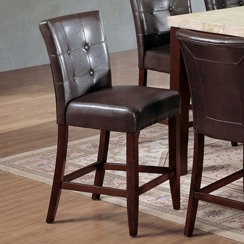 Britney Counter Height Chair 2Pc, Espresso Faux Leather & Walnut Finish Acme