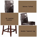 Britney Counter Height Chair 2Pc, Espresso Faux Leather & Walnut Finish Acme