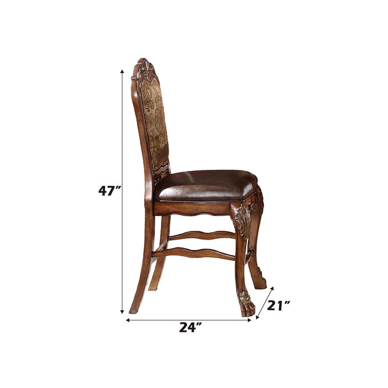 Dresden Counter Height Chair 2Pc, Vintage Faux Leather Seat Acme