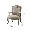 Picardy Chair w/Pillow (Right Facing Leaf), Fabric & Antique Pearl Finish Acme