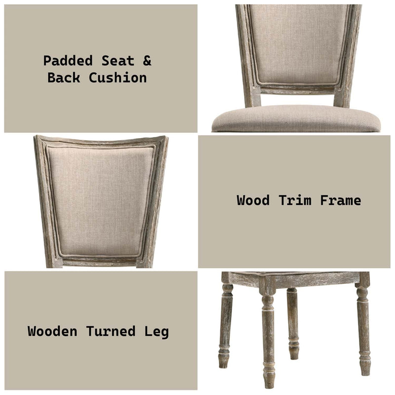 Gabrian Side Chair 2Pc, Two-tone Beige Fabric & Reclaimed Gray Finish Acme
