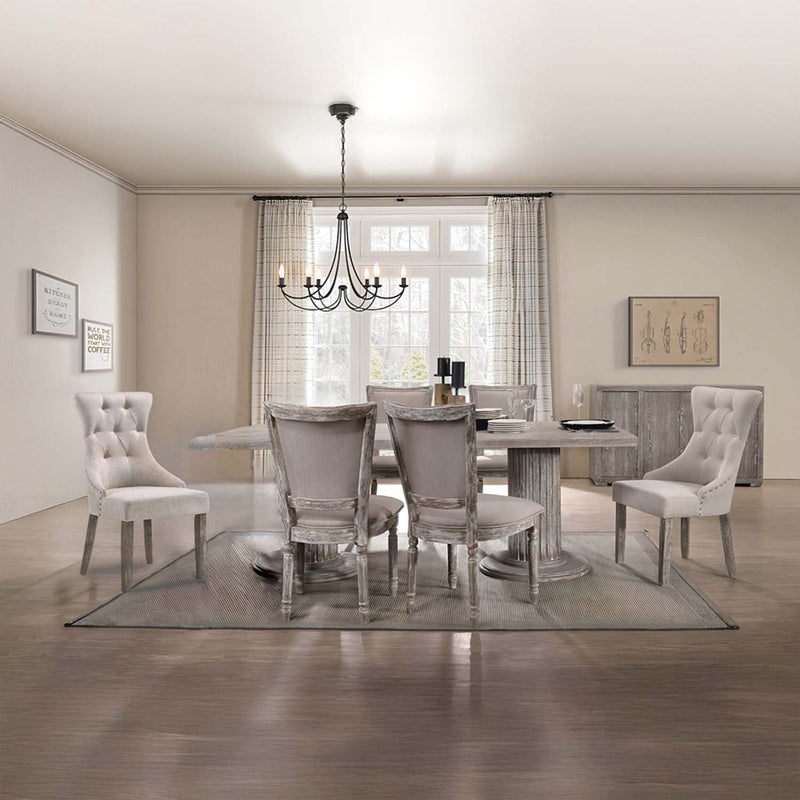 Gabrian Side Chair 2Pc, Two-tone Beige Fabric & Reclaimed Gray Finish Acme