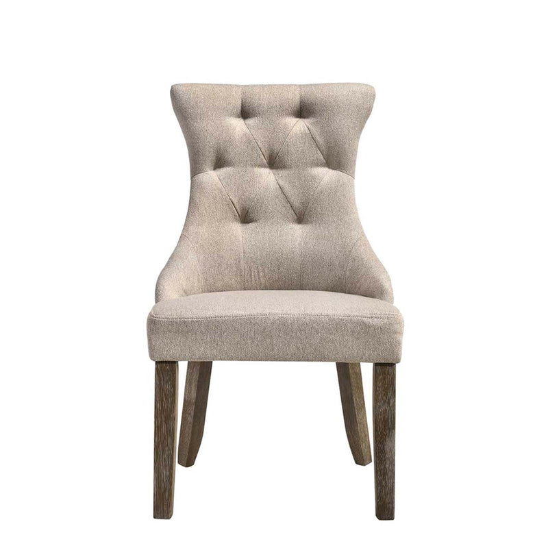 Gabrian Side Chair 2Pc, Two-tone Beige Fabric & Reclaimed Gray Finish Acme