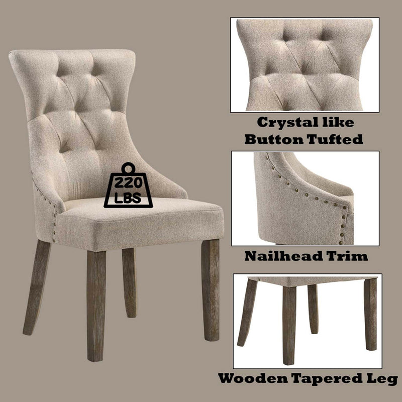 Gabrian Side Chair 2Pc, Two-tone Beige Fabric & Reclaimed Gray Finish Acme
