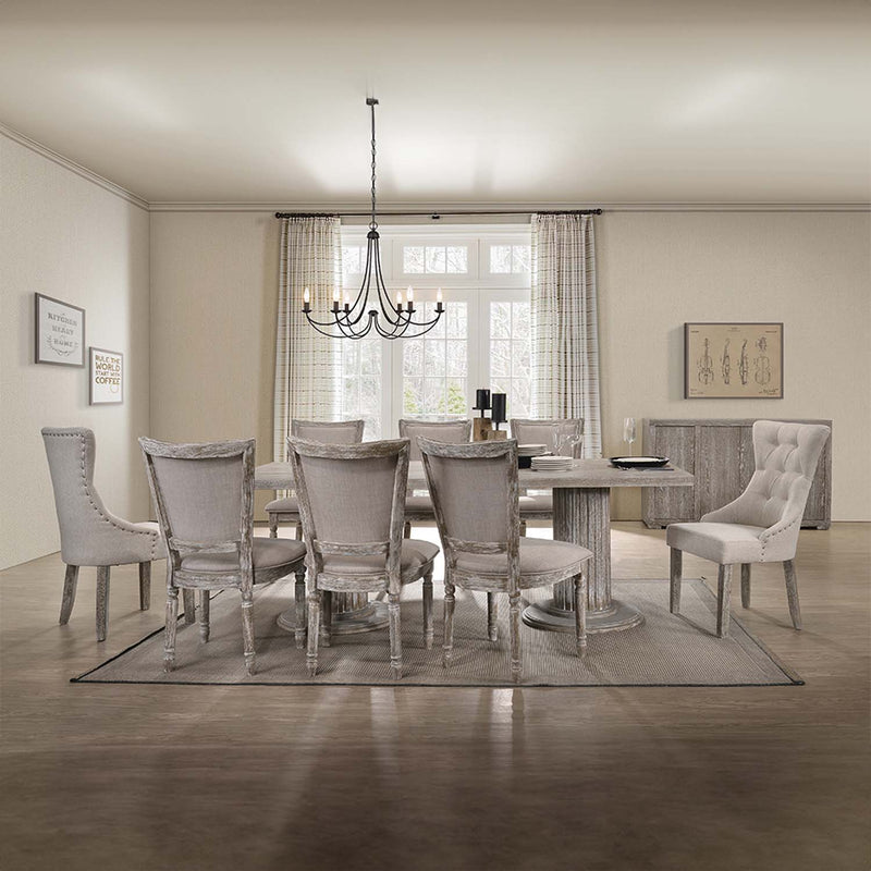 Gabrian Side Chair 2Pc, Two-tone Beige Fabric & Reclaimed Gray Finish Acme