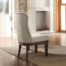 Landon Side Chair 2Pc, Beige Linen & Salvage Brown Finish Acme