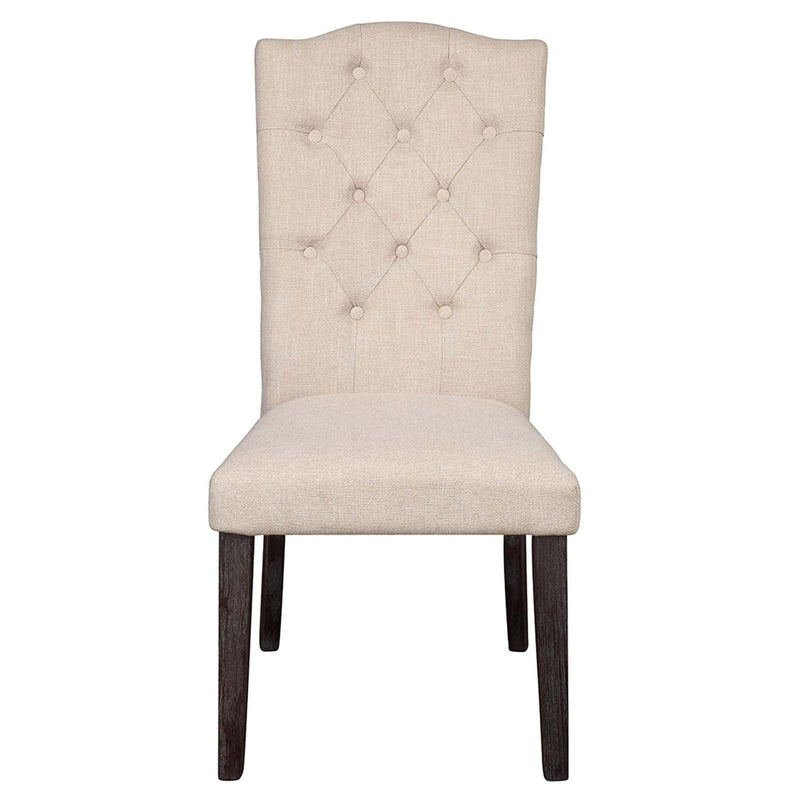 Gerardo Side Chair 2Pc, Beige Linen & Weathered Espresso Finish Acme