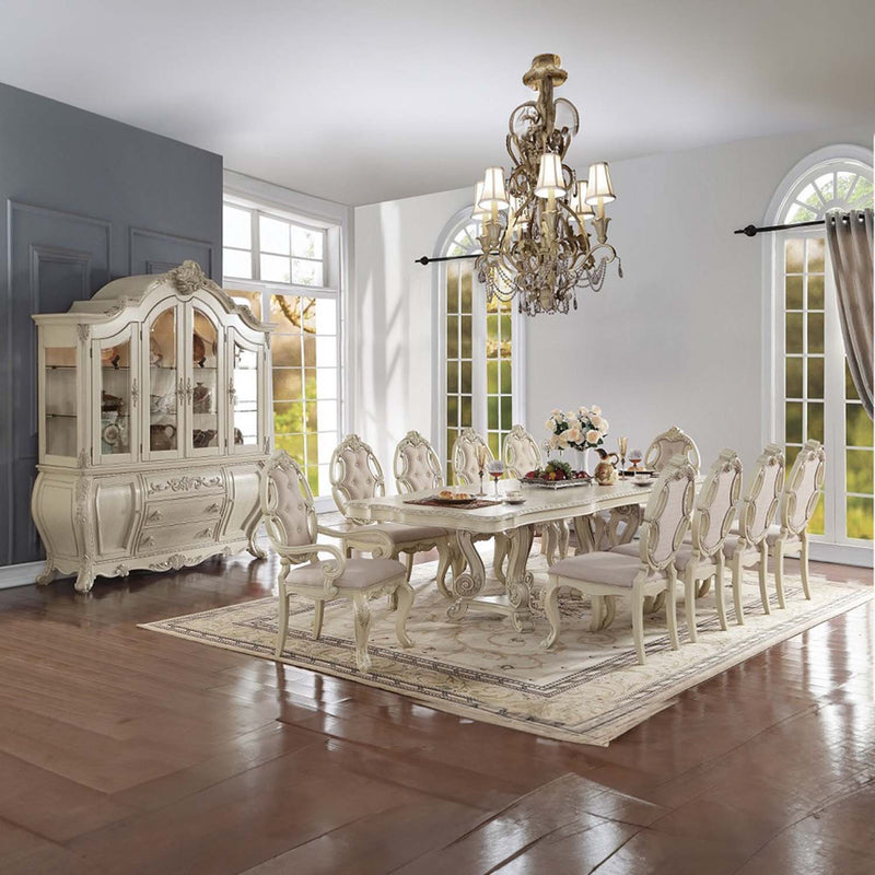 Ragenardus Side Chair 2Pc, Fabric & Antique White Finish Acme