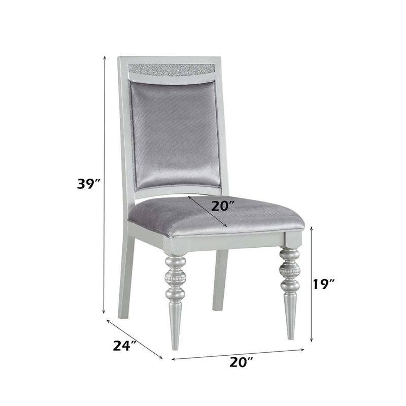 Maverick Side Chair 2Pc, Fabric & Platinum Finish Acme
