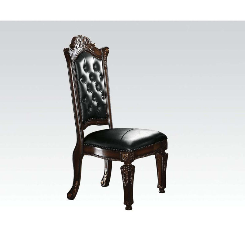 Vendome Side Chair 2Pc, Faux Leather & Cherry Finish Acme
