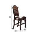 Vendome Counter Height Chair 2Pc, Faux Leather & Cherry Finish Acme