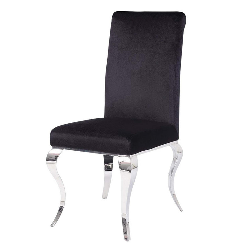 Fabiola Side Chair 2Pc, Black Fabric & Stainless Steel Acme