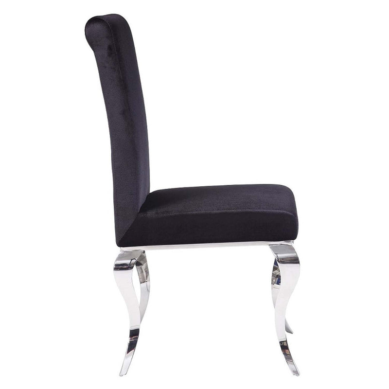 Fabiola Side Chair 2Pc, Black Fabric & Stainless Steel Acme