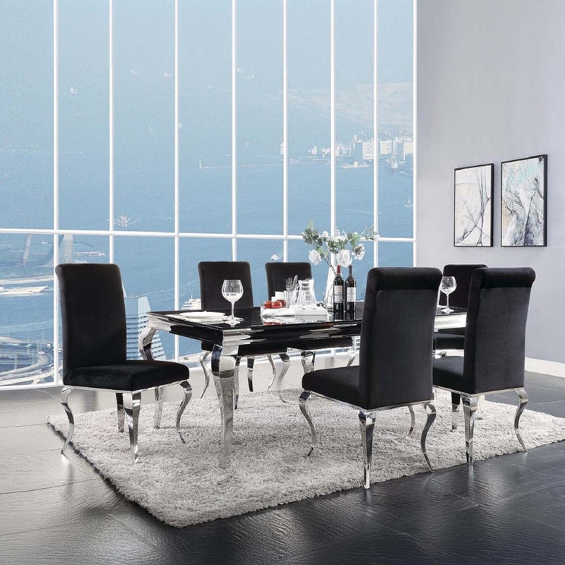 Fabiola Side Chair 2Pc, Black Fabric & Stainless Steel Acme