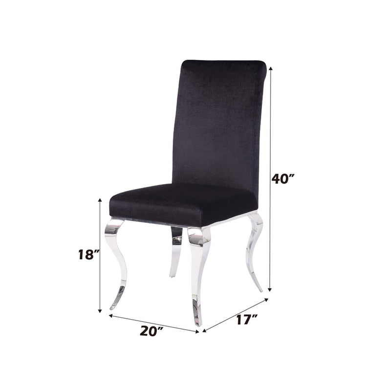 Fabiola Side Chair 2Pc, Black Fabric & Stainless Steel Acme